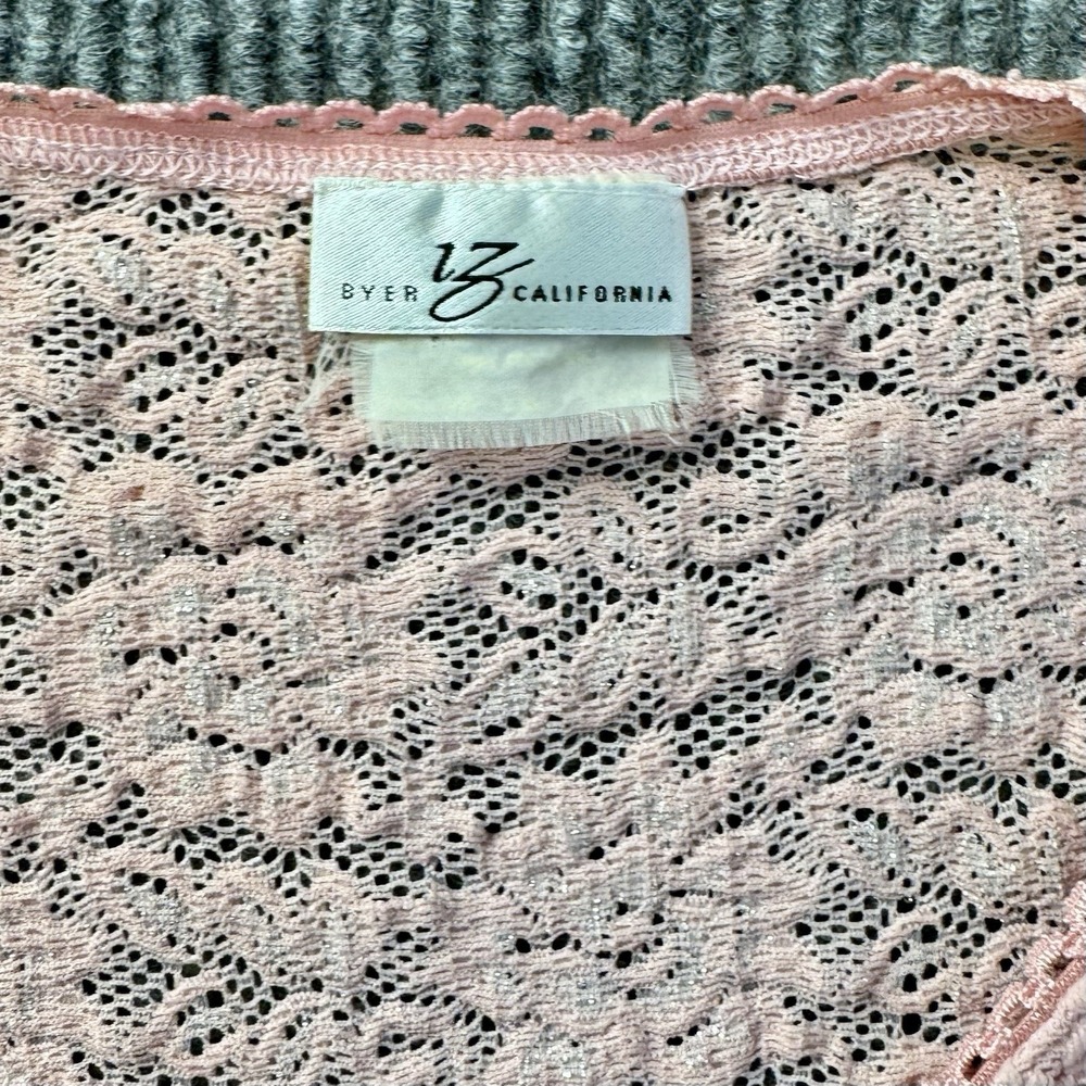 Byer Pink Lace Top Women Small Boho Fairy Grunge Festival Y2K Coquette Vintage - Picture 7 of 9